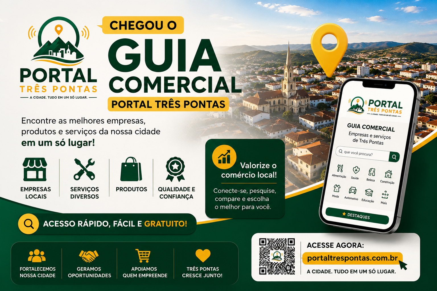Guia Comercial do Portal Três Pontas organiza empresas e serviços em um só lugar