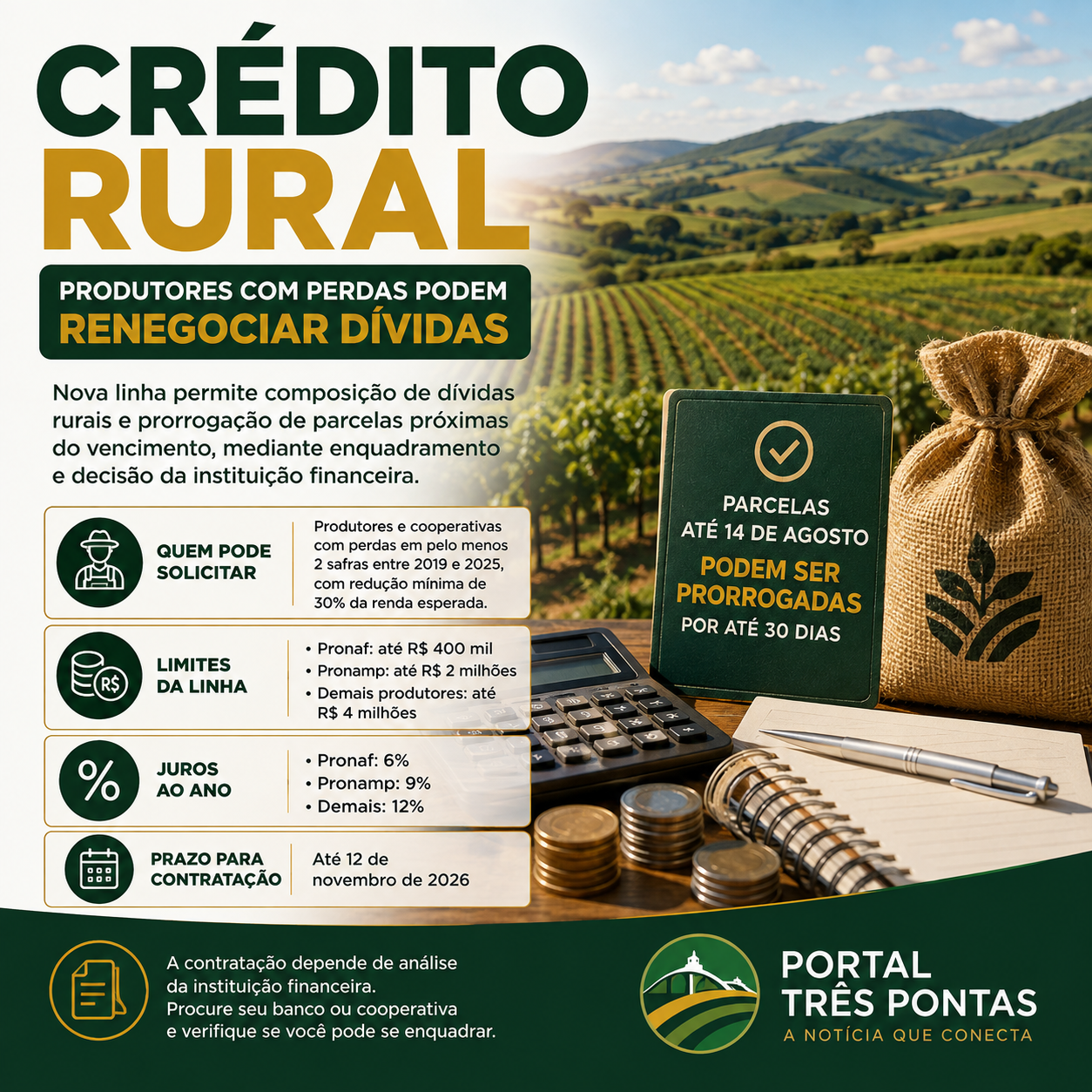 Crédito rural: produtores com perdas podem renegociar dívidas; veja regras e prorrogação