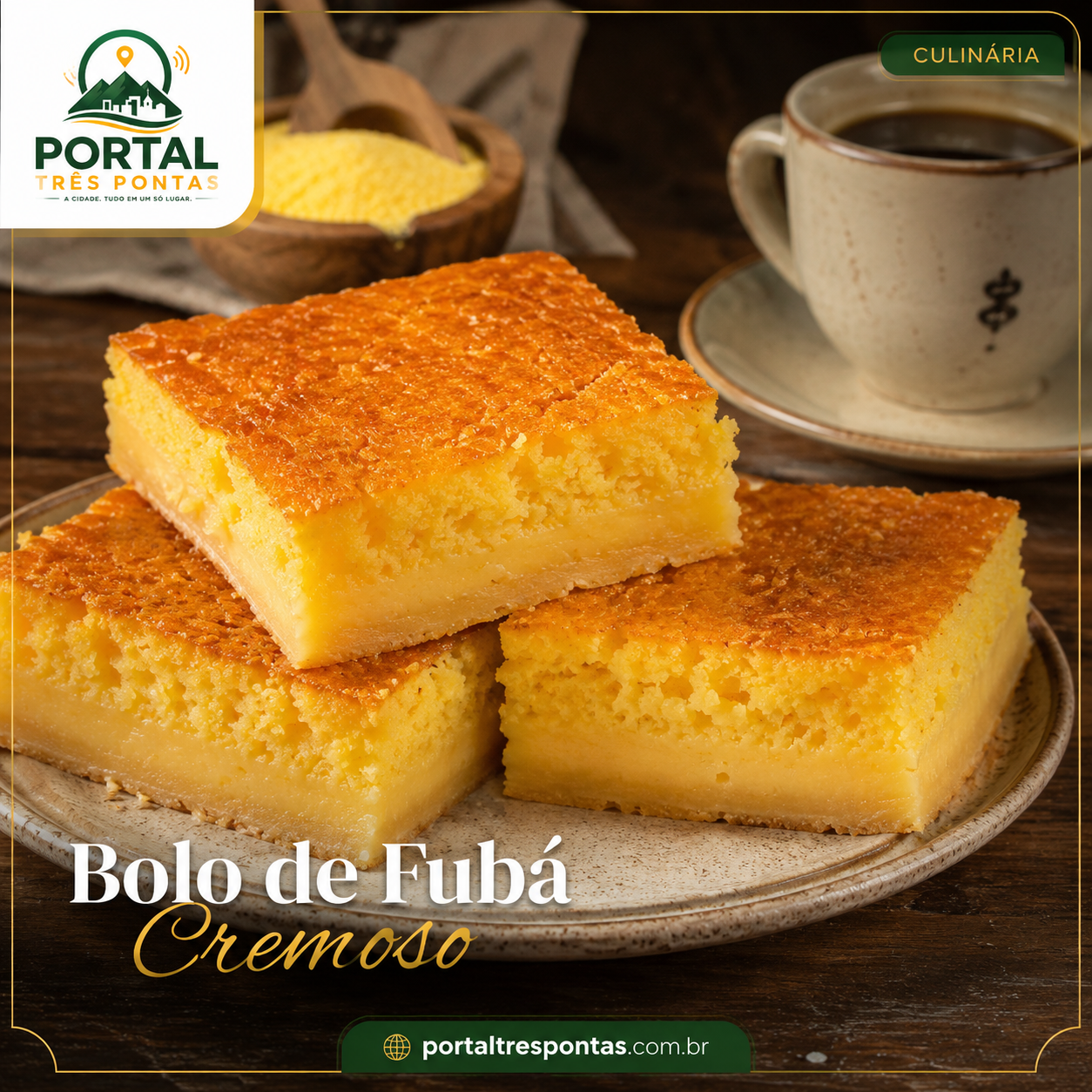 Bolo de fubá cremoso: receita fácil para acompanhar o café