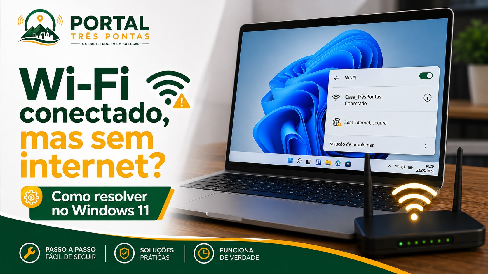 Windows 11 conectado ao Wi‑Fi, mas sem Internet: como resolver passo a passo